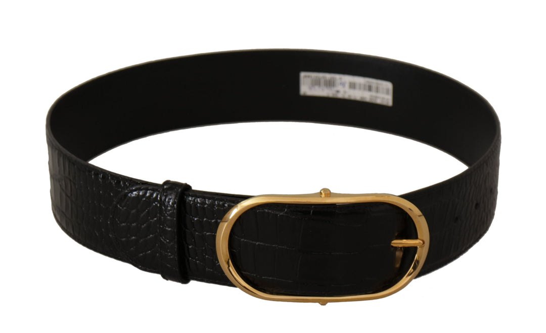 Chic black leather belt with logo