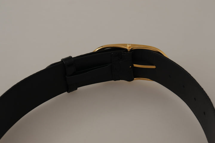 Chic black leather belt with logo