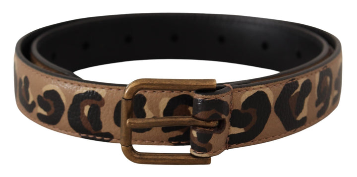 Brauner Leopard Print Vintage Metall Taille Schnalle Gürtel