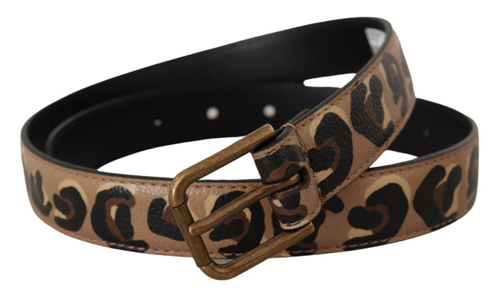 Brauner Leopard Print Vintage Metall Taille Schnalle Gürtel