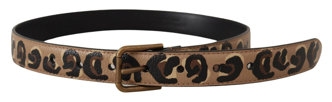 Brauner Leopard Print Vintage Metall Taille Schnalle Gürtel