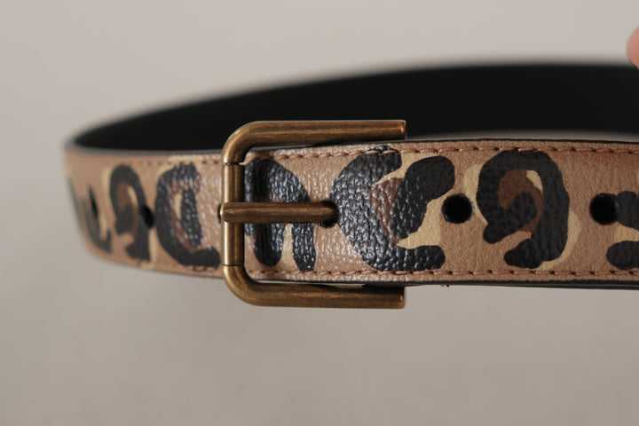 Brauner Leopard Print Vintage Metall Taille Schnalle Gürtel