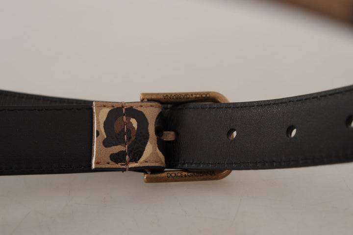 Brauner Leopard Print Vintage Metall Taille Schnalle Gürtel