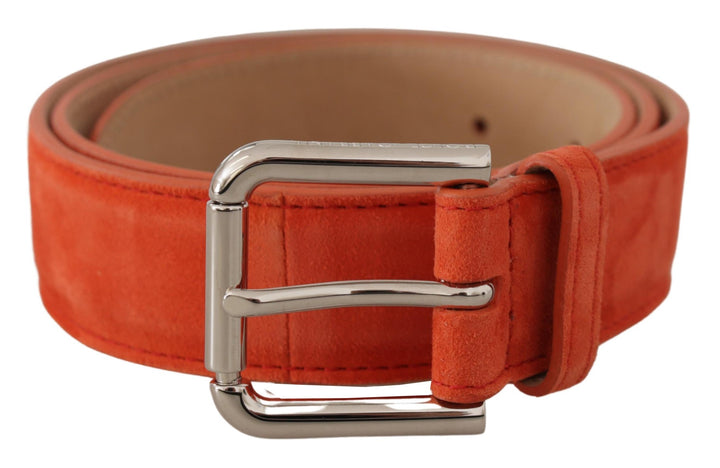 Elegant suede belt in bright orange