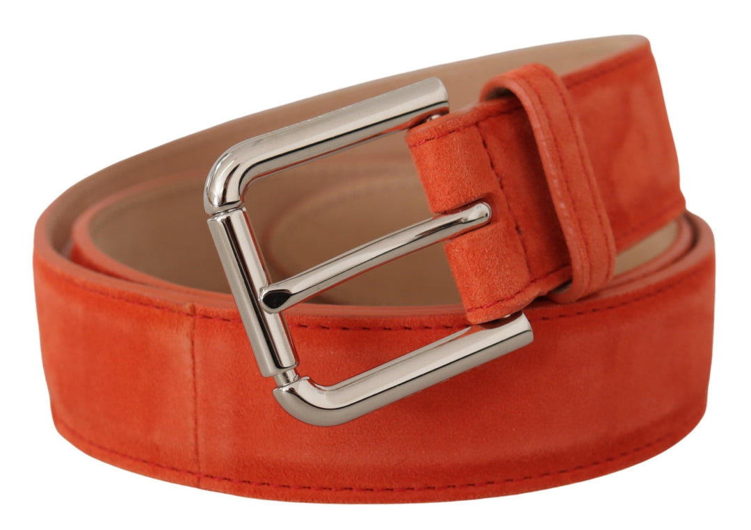 Elegant suede belt in bright orange