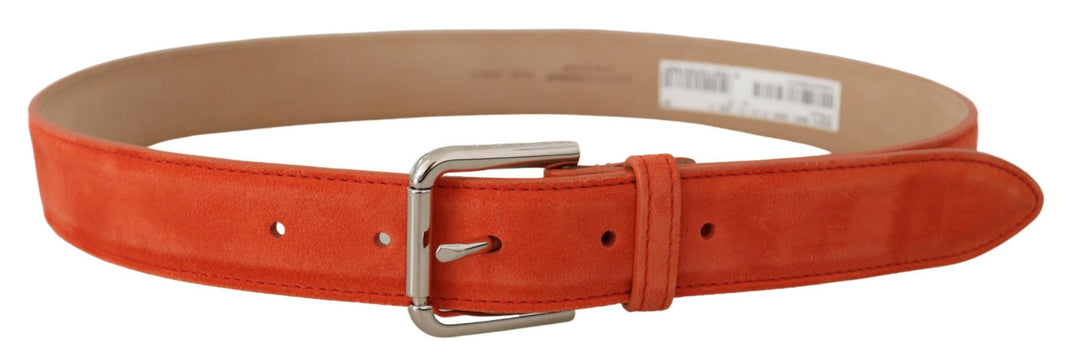 Elegant suede belt in bright orange