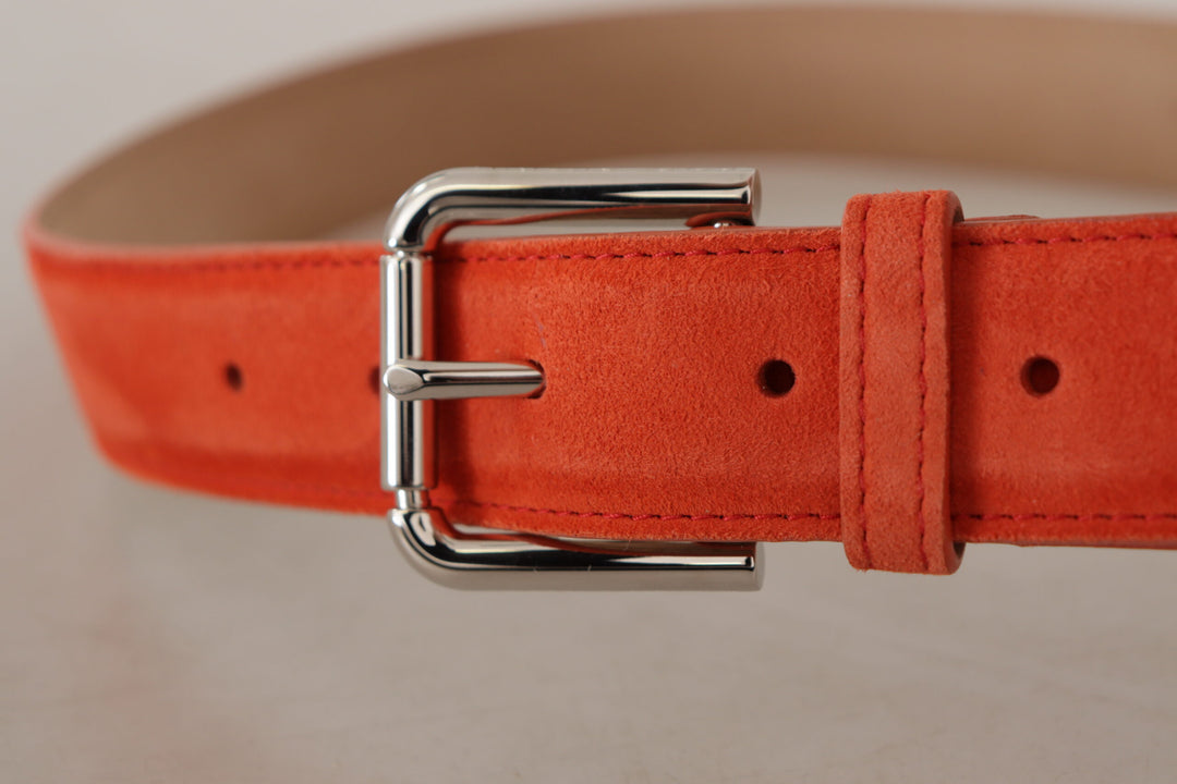 Elegant suede belt in bright orange
