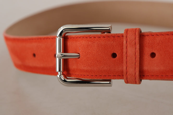 Elegant suede belt in bright orange
