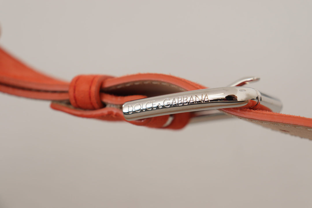 Elegant suede belt in bright orange
