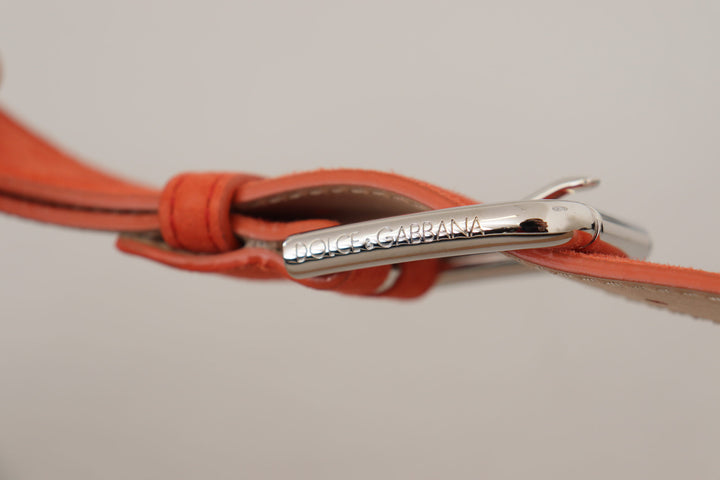 Elegant suede belt in bright orange