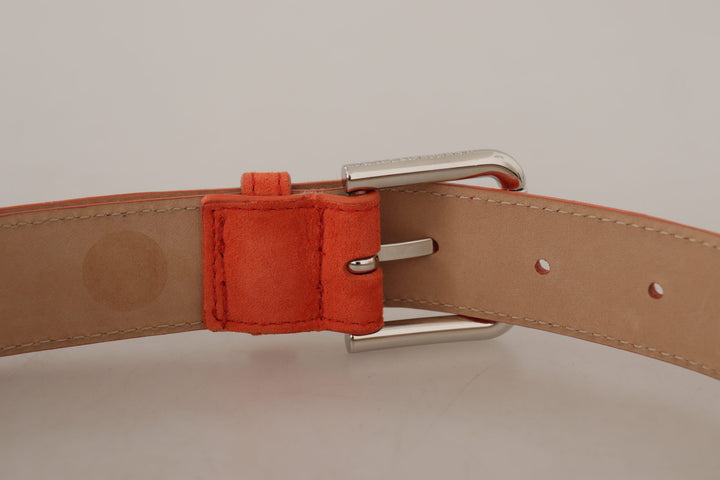 Elegant suede belt in bright orange