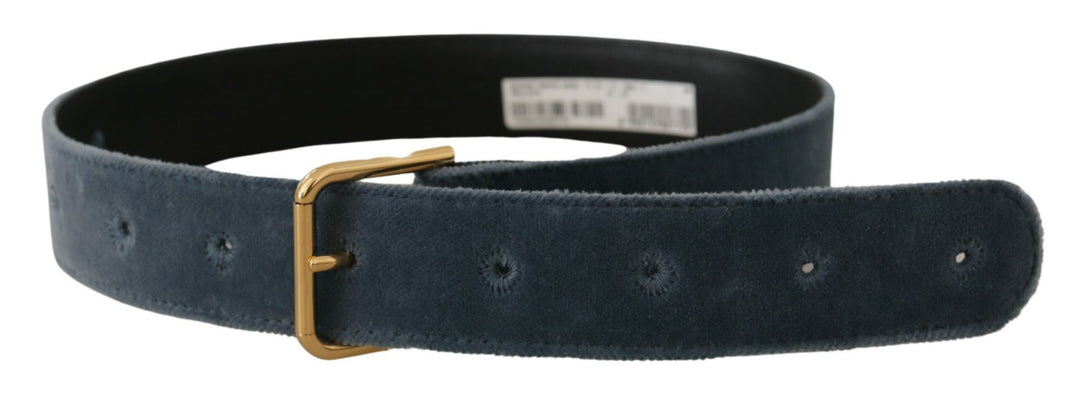 Elegant navy blue designer belt made of velvet