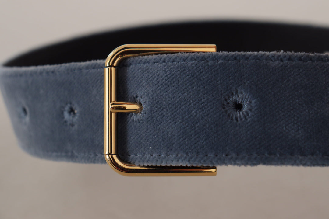 Elegant navy blue designer belt made of velvet