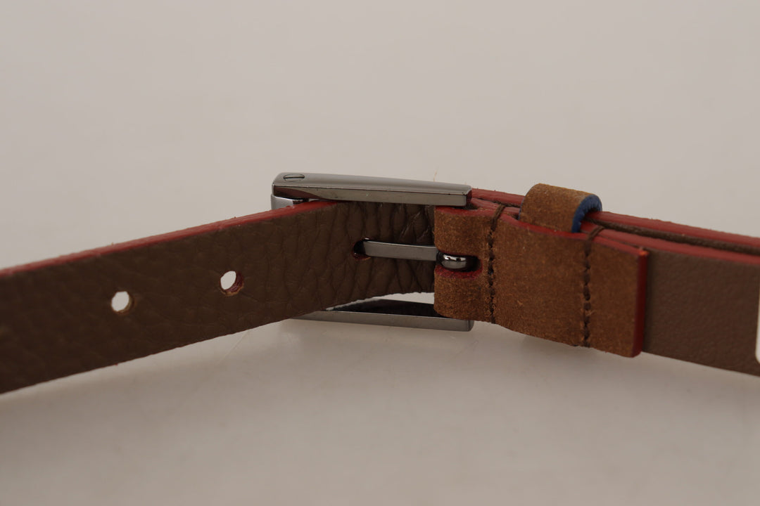 Brauner Logo gravierter Metall-Gürtel mit Gürtelschnalle