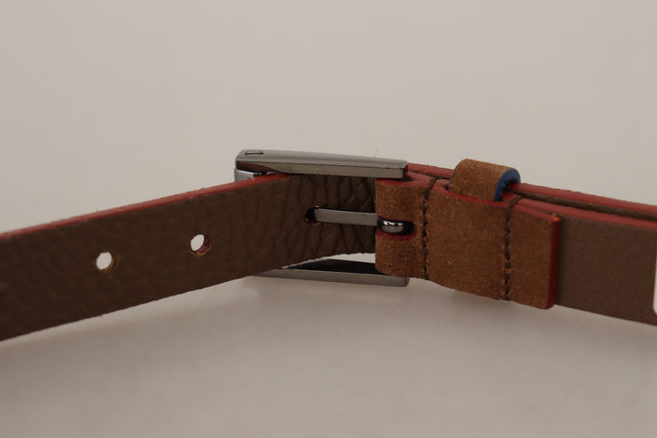 Brauner Logo gravierter Metall-Gürtel mit Gürtelschnalle