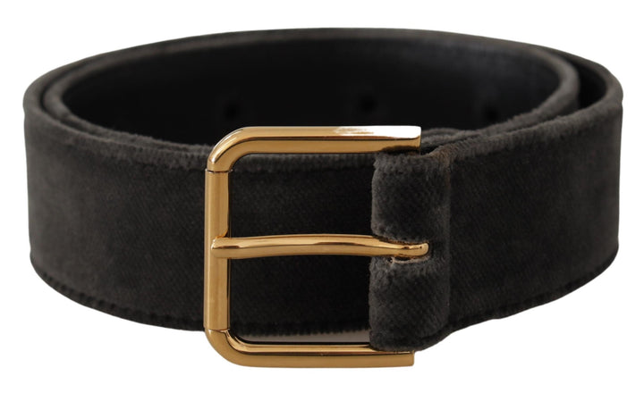 Brauner Samt Goldton Logo Metall Gürtelschnalle
