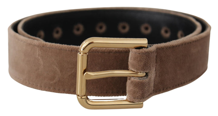 Elegant belt with velvet logo buckle