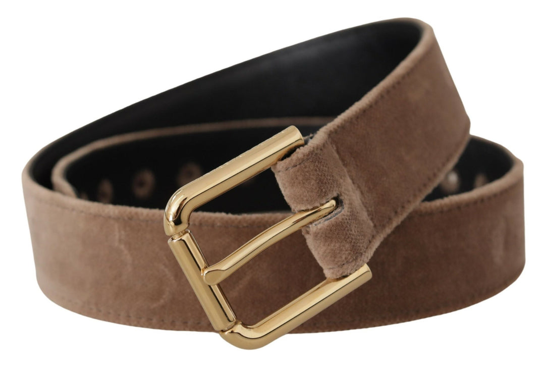 Elegant belt with velvet logo buckle