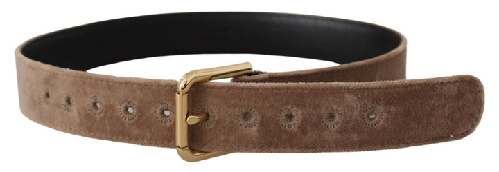 Elegant belt with velvet logo buckle