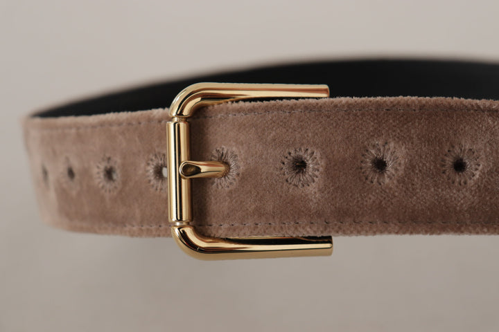 Elegant belt with velvet logo buckle