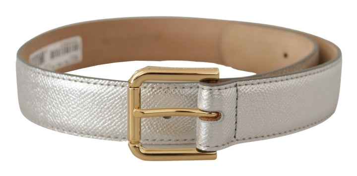 Silberner Leder-Goldton-Logo-Metall-Taillenschnalle-Gürtel