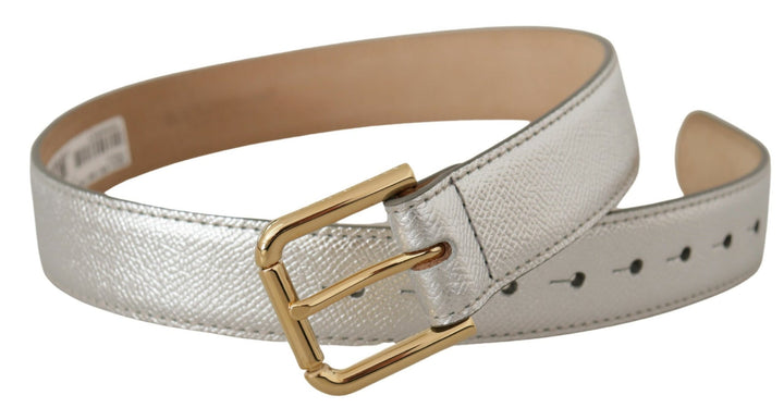 Silberner Leder-Goldton-Logo-Metall-Taillenschnalle-Gürtel