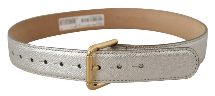 Silberner Leder-Goldton-Logo-Metall-Taillenschnalle-Gürtel