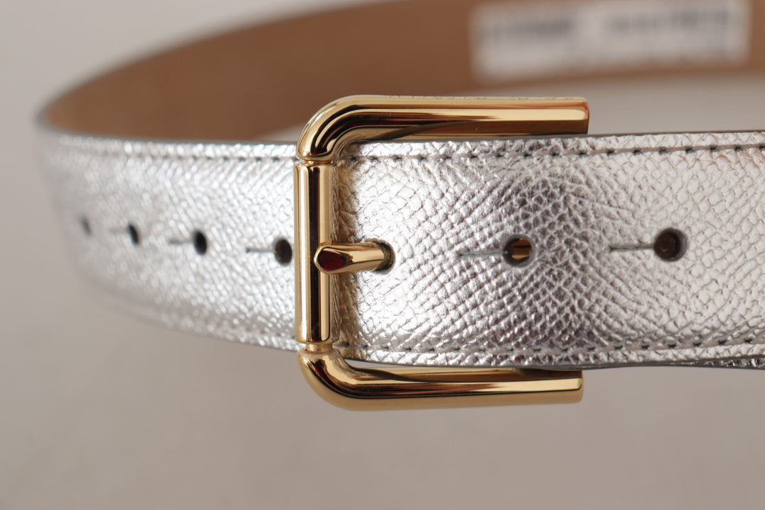 Silberner Leder-Goldton-Logo-Metall-Taillenschnalle-Gürtel