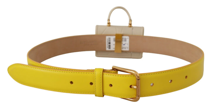 Gelbes Leder Devotion Heart Micro Tasche Kopfhörer Gürtel