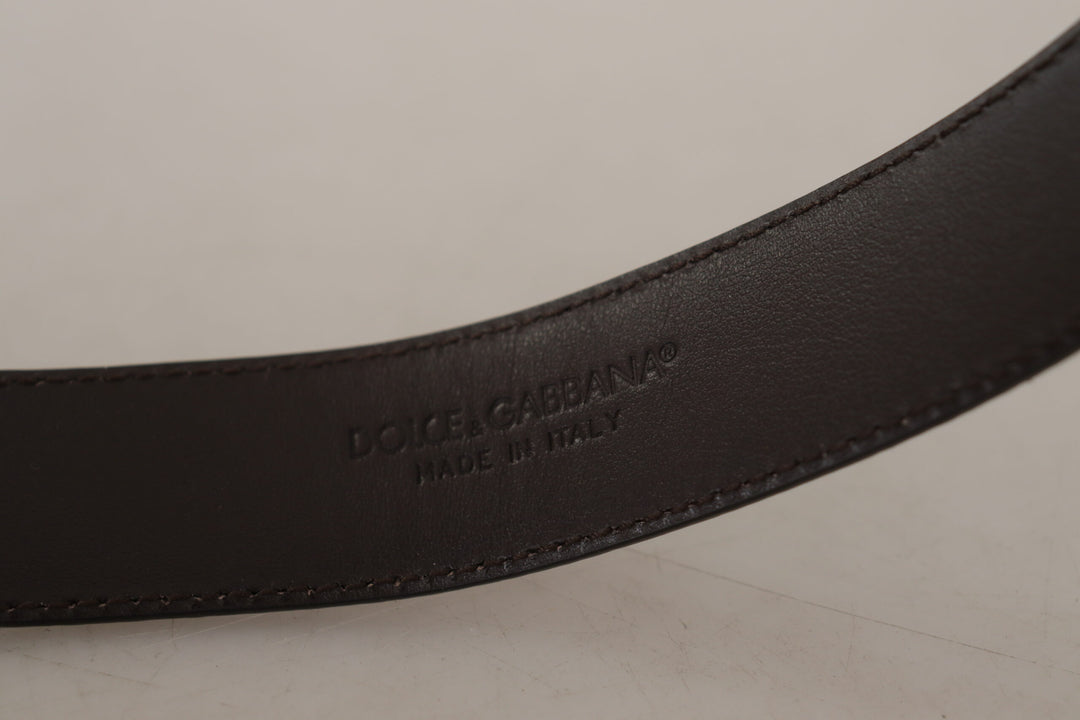 Brauner Amore Tierdruck Exotisches Leder Logo Schnalle Gürtel