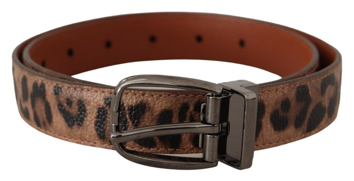 Brauner Gürtel mit Leopardenprägung und Lederschnalle