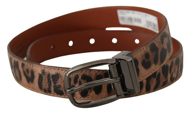 Brauner Gürtel mit Leopardenprägung und Lederschnalle