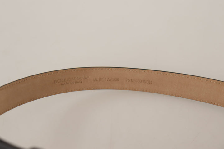 Elegant black leather belt with engraved buckle