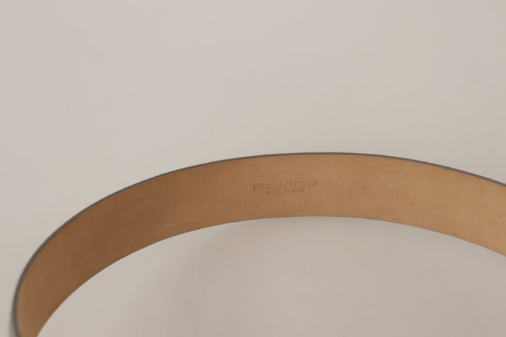 Elegant silver leather belt with engraved buckle