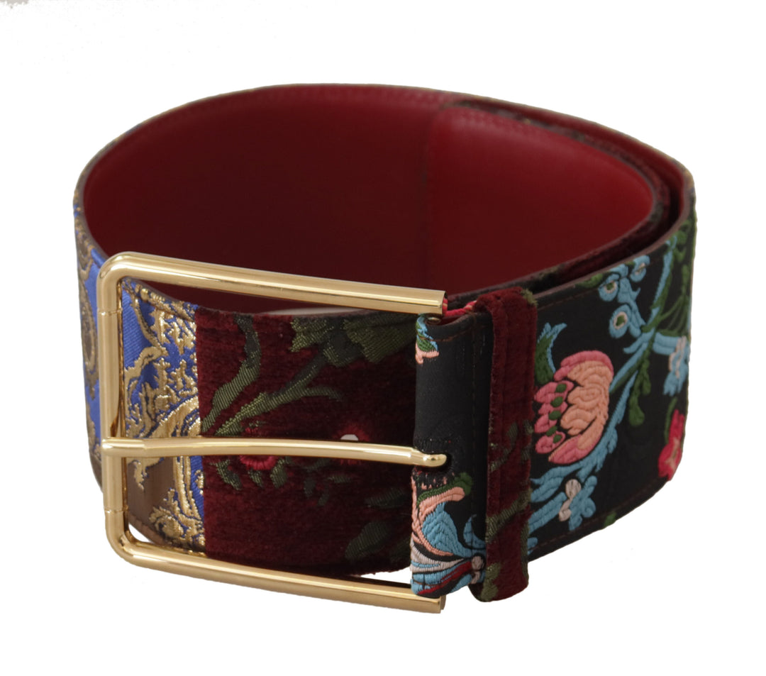 Leather belt with engraved logo in multicolor