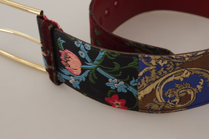 Leather belt with engraved logo in multicolor