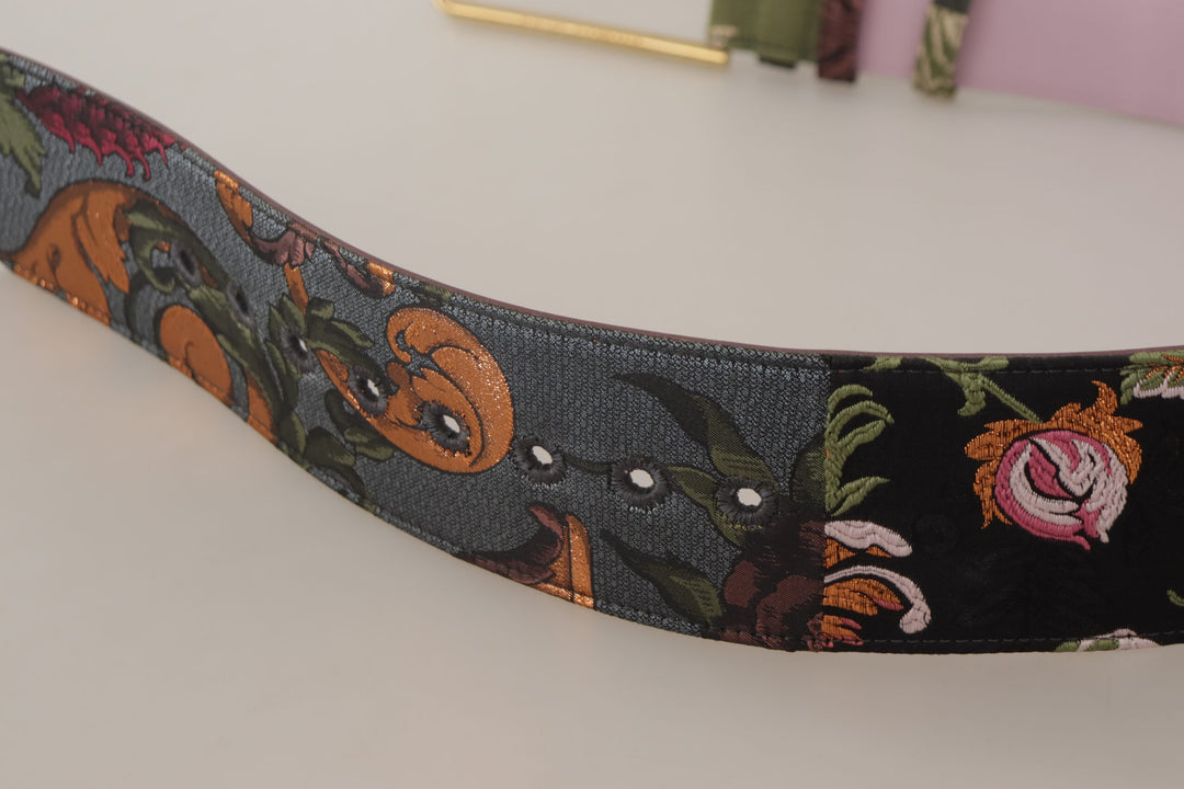 Elegant multicolor belt made of canvas and leather