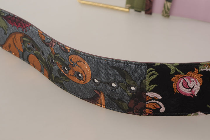 Elegant multicolor belt made of canvas and leather