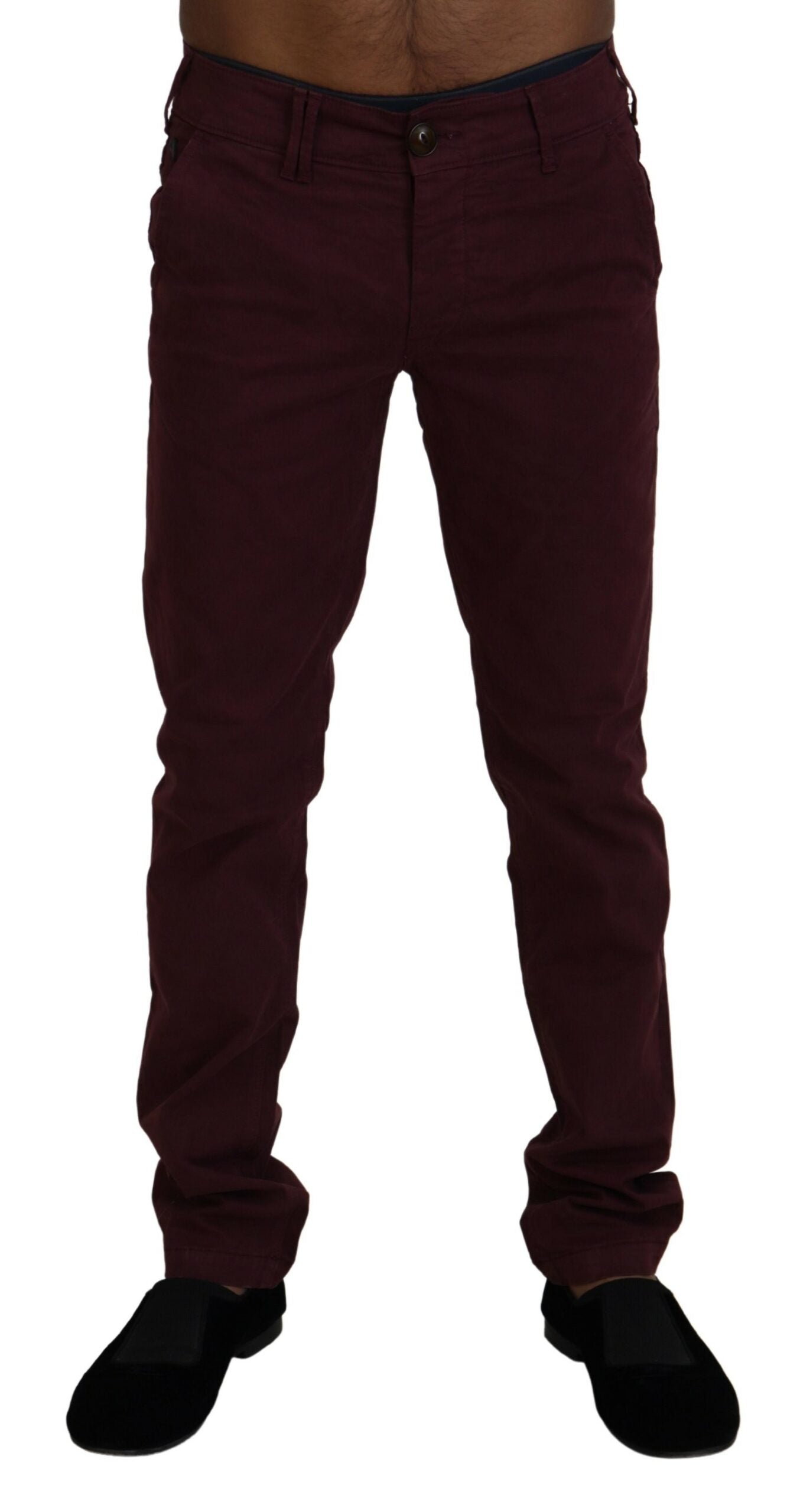 Kastanienbraune Baumwolle Stretch Skinny Casual Männer Hosen