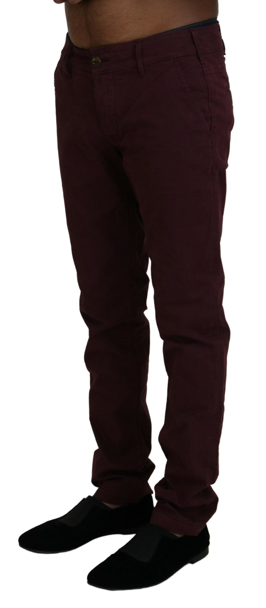 Kastanienbraune Baumwolle Stretch Skinny Casual Männer Hosen