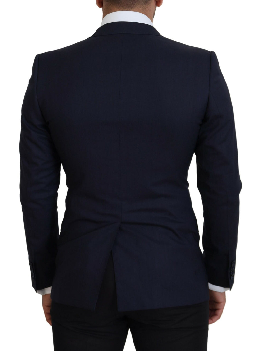 Blauer Wollmantel Slim Fit Formaler Blazer
