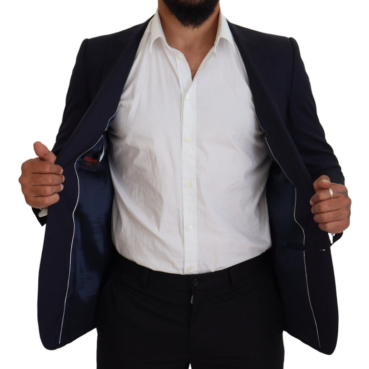 Blauer Wollmantel Slim Fit Formaler Blazer
