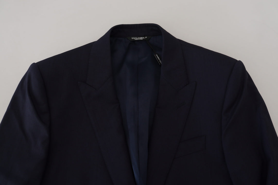 Blauer Wollmantel Slim Fit Formaler Blazer