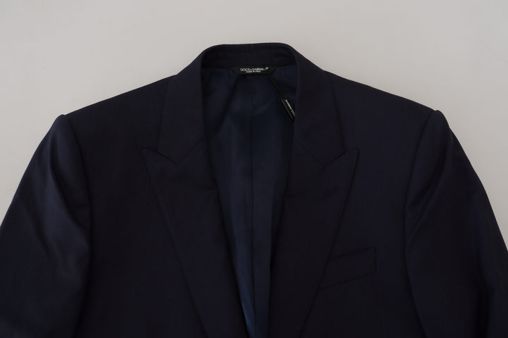 Blauer Wollmantel Slim Fit Formaler Blazer