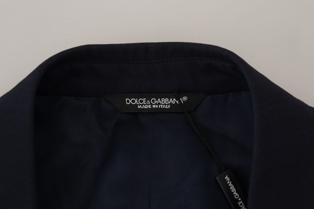 Blauer Wollmantel Slim Fit Formaler Blazer