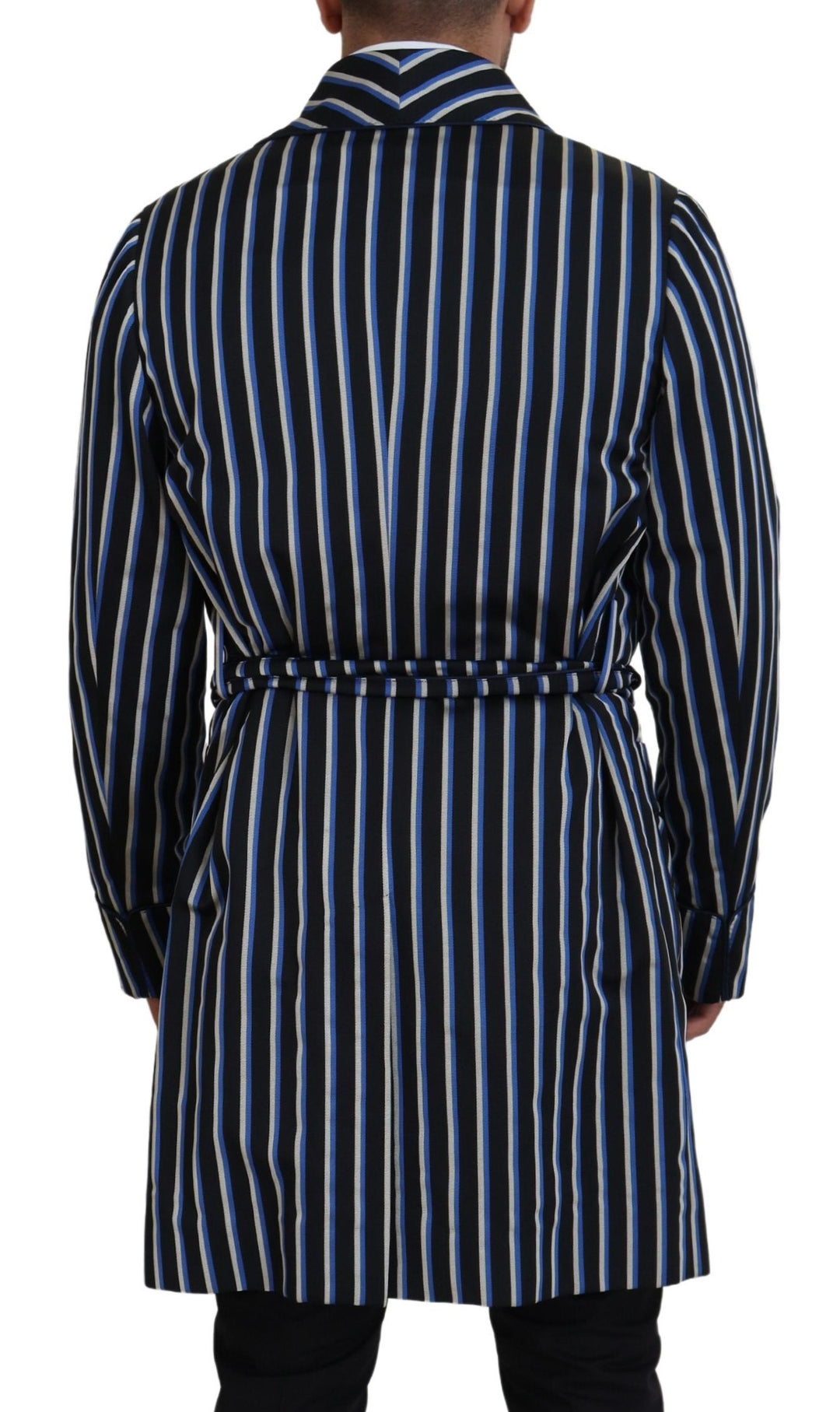Elegant striped silk blend dressing gown