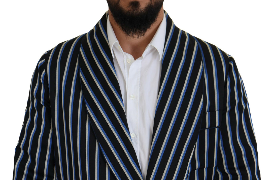 Elegant striped silk blend dressing gown