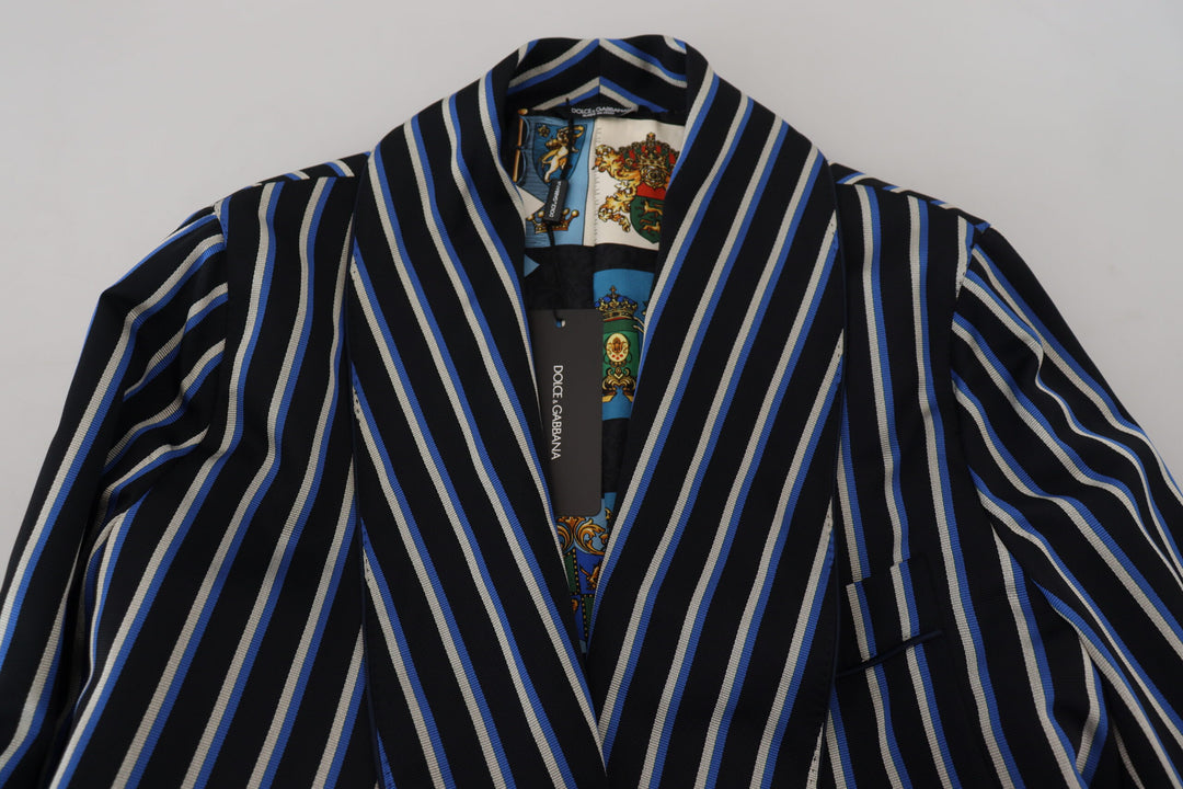 Elegant striped silk blend dressing gown