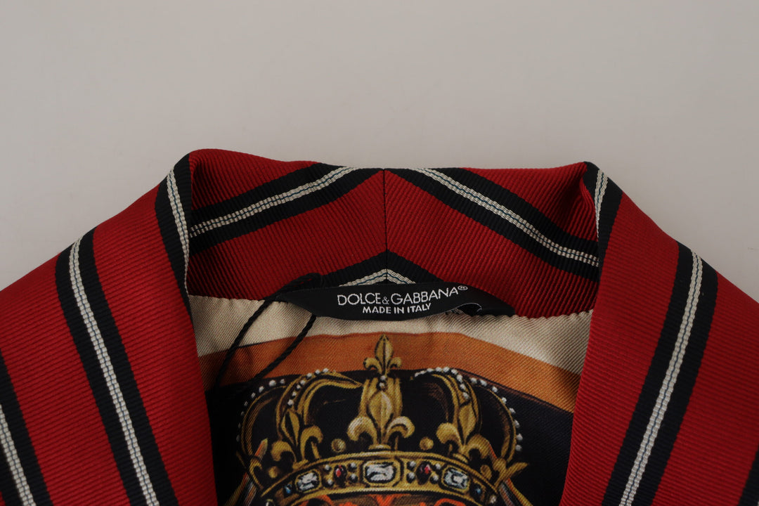 Elegant red striped long robe luxury wear
