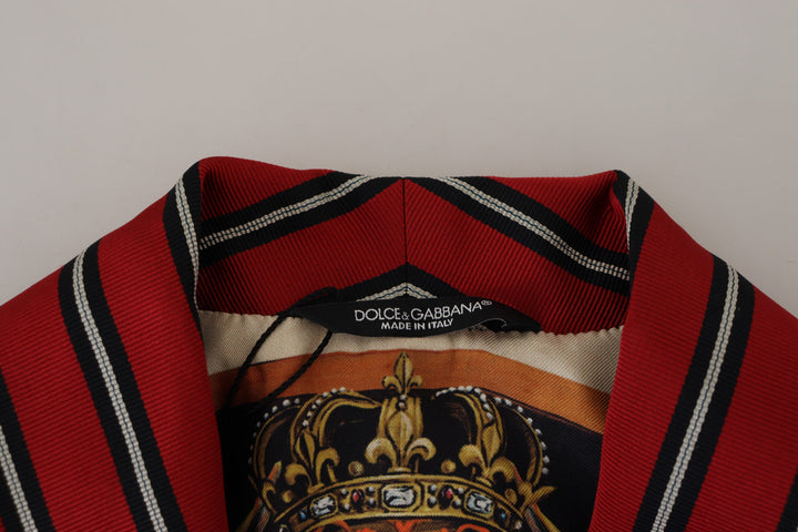 Elegant red striped long robe luxury wear